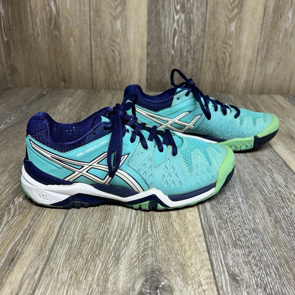 Asics GEL Resolution E550Y Women’s Teal White Tennis Sneakers Shoes Size 8.5